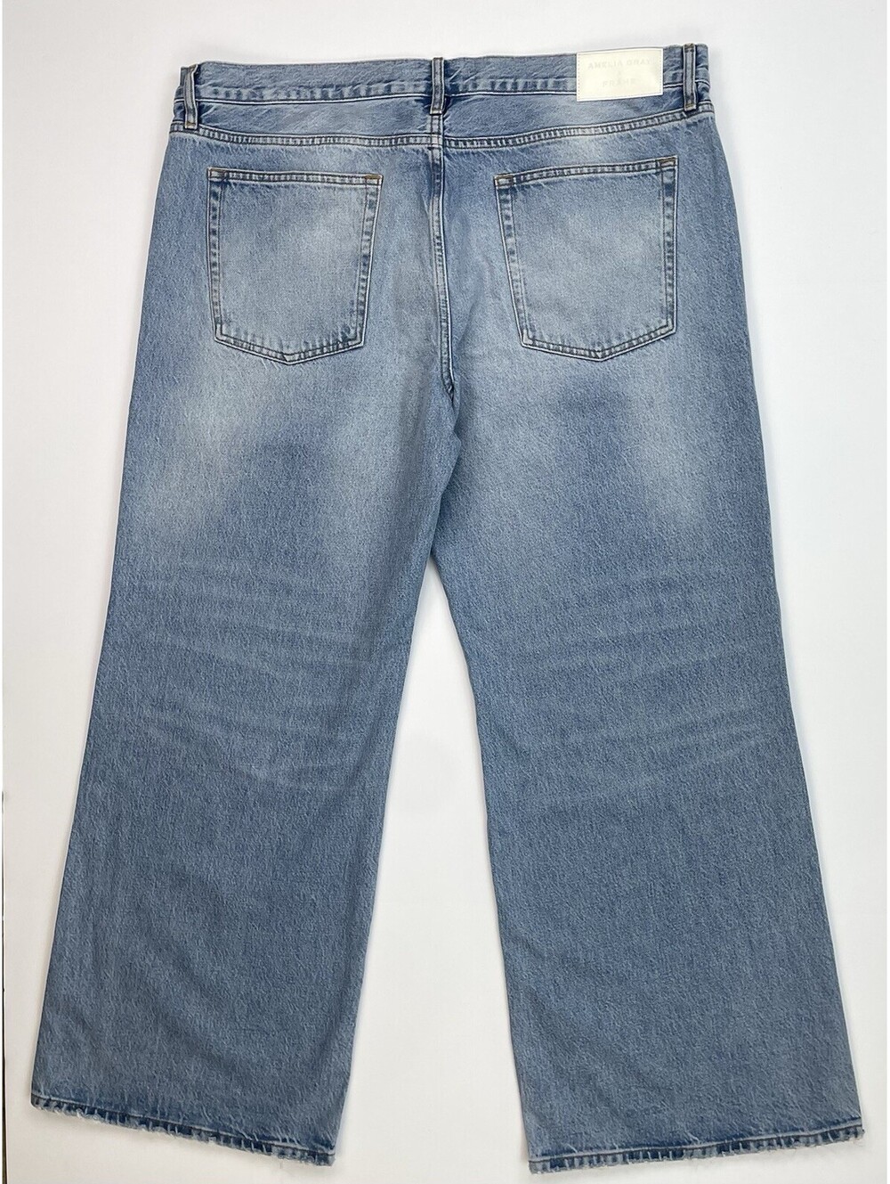 FRAME Amelia Gray The Pixie Gray Jeans 34 Low Rise Wide Leg Blue Wash - Picture 2 of 10